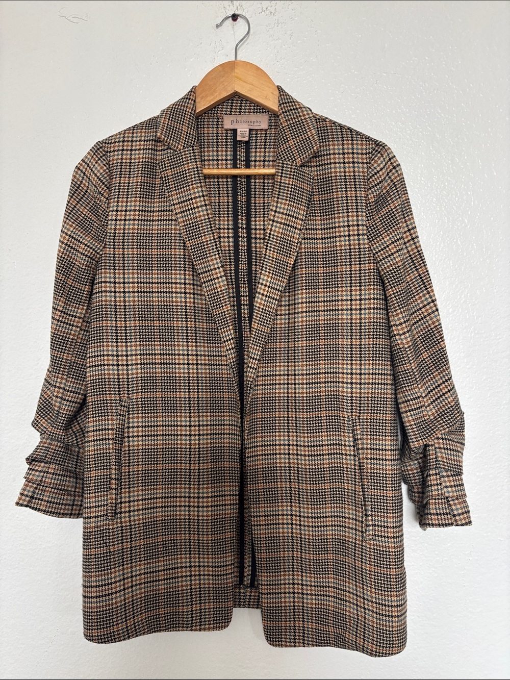 Philosophy Checked Plaid Blazer in Brown and Black